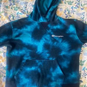 CHAMPION BLUE TIE DYE HOODIE SWEATSHIRT